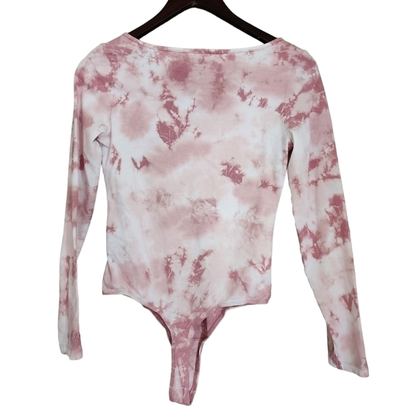 3/$25 PINK Bodysuit Tie-dye Pink Long Sleeve - Small - Picture 3 of 7